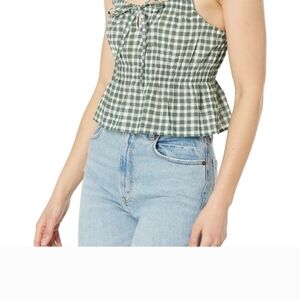 Madewell Green Checkered Blouse